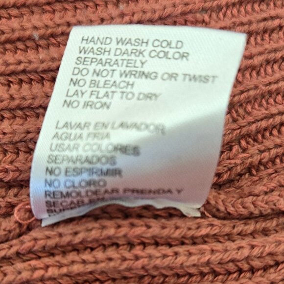 Distressed Pink Knit Crop Sweater By Poof Apparel - Long Sleeve Crew Neck Large - Picture 8 of 8